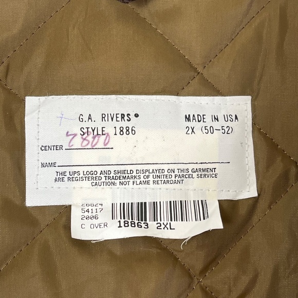 Vintage UPS United Parcel Service G.A. Rivers 1/4 Zip Quilted Jacket Reflective - Picture 3 of 4